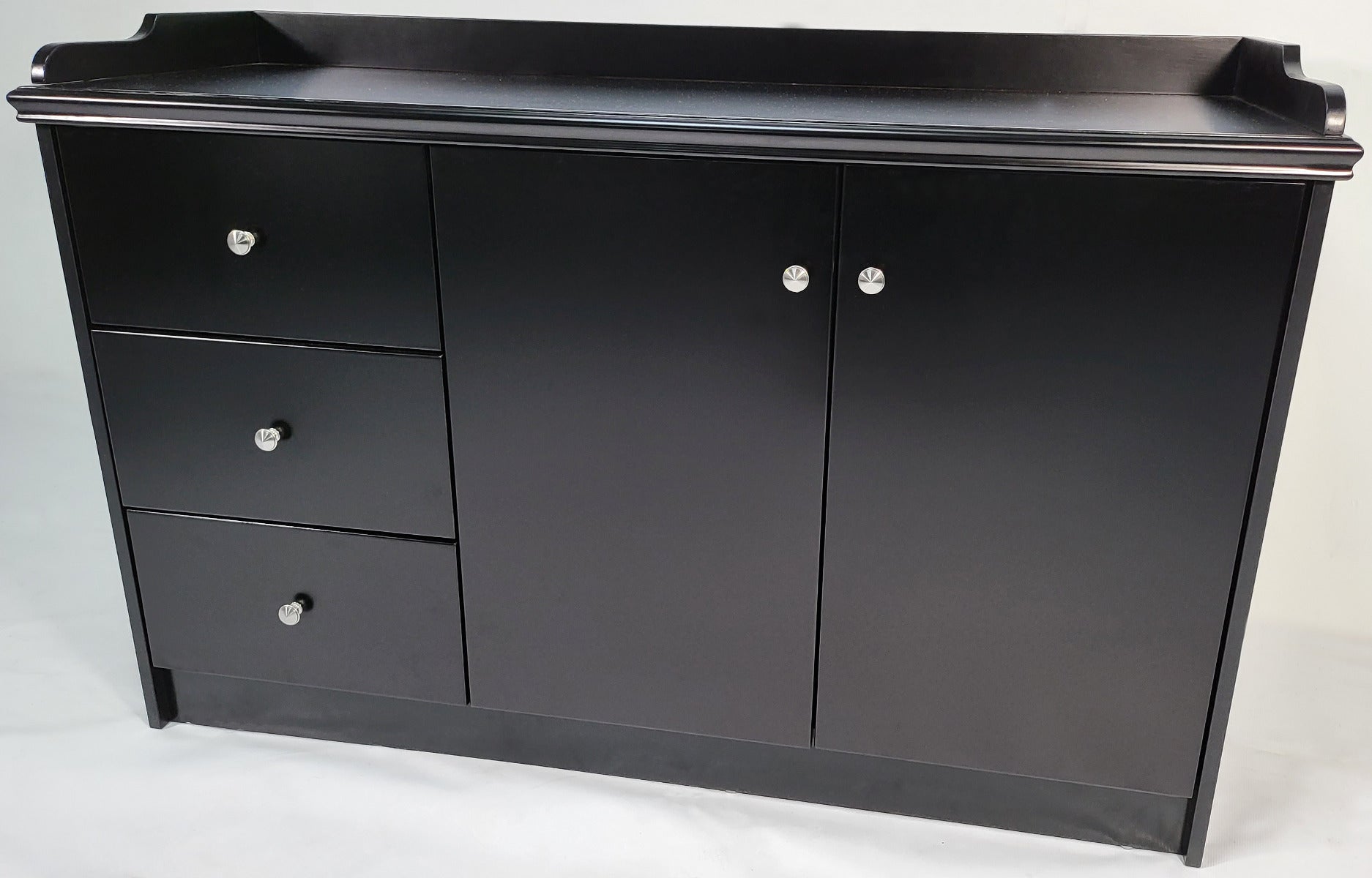 120cm Wide Black Cupboard with Integrated Drawers - 2K01